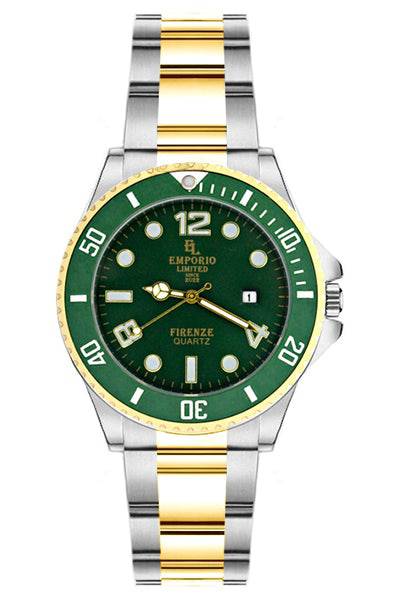 Emporio Limited - Orologio Al Quarzo Firenze Argento/Oro/Verde - 1267 Emporio Limited - Orologio Al Quarzo Firenze Argento/Oro/Verde - 1267